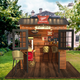 Miller High Life branded miniature dive bar setup in the middle of a backyard lawn